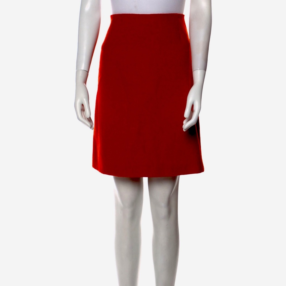 MaxMara Weekend 100% Wool Satin Lined Skirt in Red Size Small